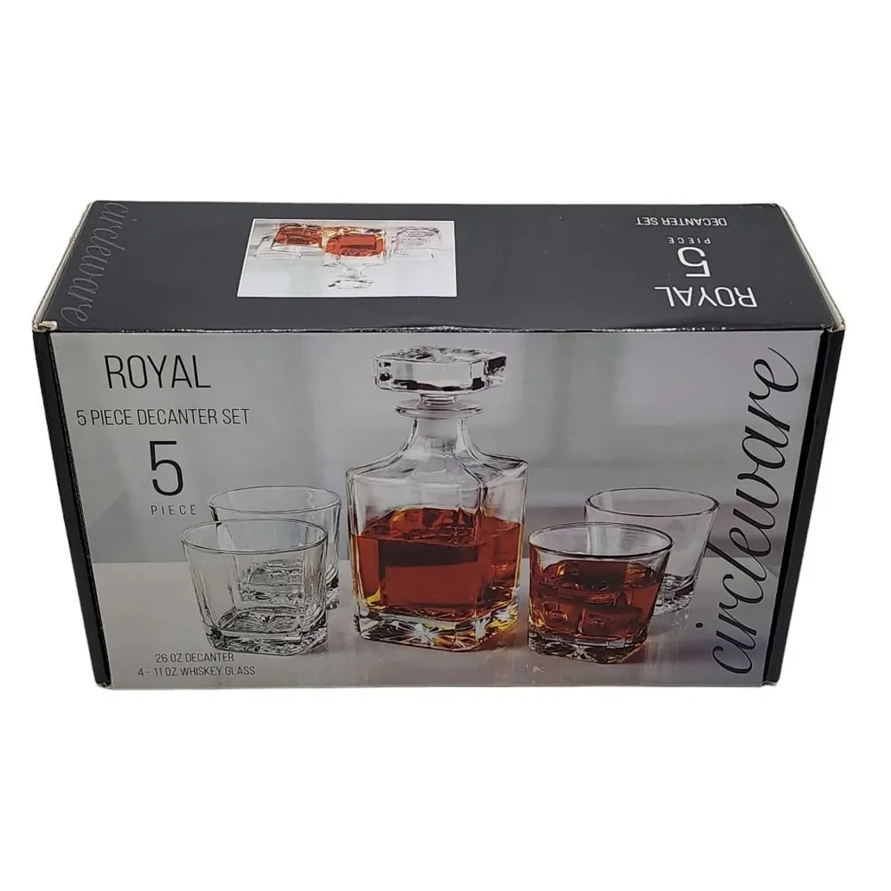 Circleware Royal Whiskey‎ Decanter Set of 5pc 26oz